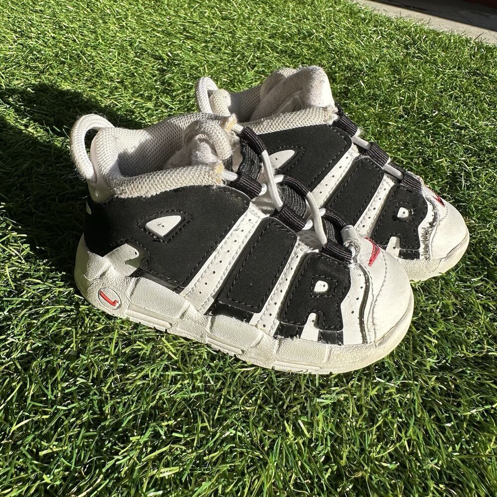 Nike Air More Uptempo Black White Accent Red‎ Kids Size US 6C DA9255-105